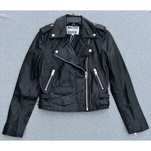 Walter Baker Liz Women's Lamb Leather Crop Biker Moto Jacket Black Size XS NWT